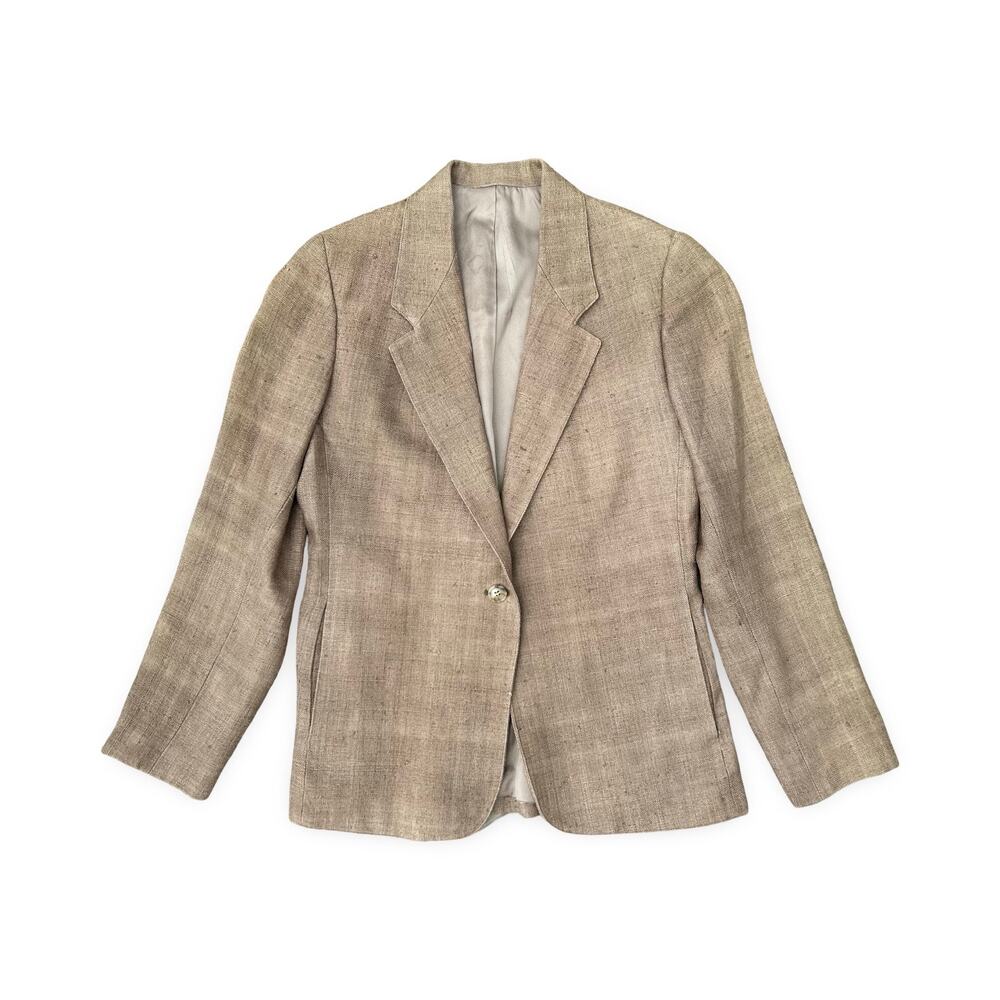 Vintage 1970s Morris Simmons Blazer Jacket Size 10 Linen Blend Preppy Academia